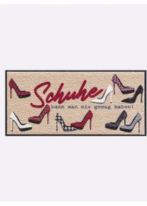 Salonloewe unisex Voetmat in taupe geprint ,maat 35 x 75 cm - rechthoekig, Witt, 100% Polyamide. Achterzijde: 100% Elastiek