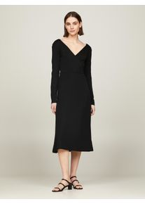 Tommy Hilfiger Wickelkleid »F&F WRAP MIDI DRESS LS«, mit Bindeband