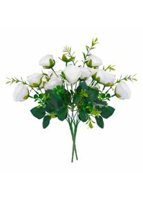 Northix - Lot de 2 bouquets de fleurs en plastique, Roses - Blanc