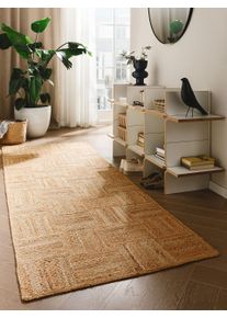Tapis poil ras de jute Jutta Marron clair 70x200 cm - Tapis poil court design moderne pour salon