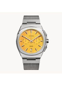 deTomaso Men's Watch - Silver Yellow - Chronograph, case made of surgical steel, sapphire-hardened mineral glass, mesh Strap, 42mm diameter, Japanese Meca-