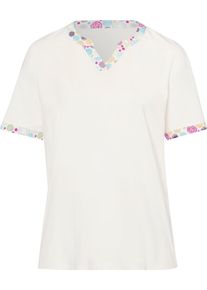 Dames Capri-pyjama met bedrukte broek ecru geprint Maat 40/42