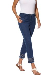 Dames Jeans met ruitborduursel blue-stonewashed Maat 40