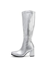 maskworld Bottes rétro en simili cuir argenté