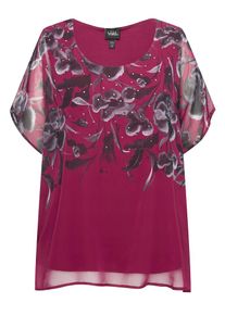 Ulla Popken Dames Blouse grijs / aubergine M-L