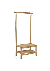 Meubletmoi - Meuble d'entrée rustique / portemanteau en bois de teck clair – nio