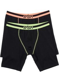 Boxer aderenti lunghi con cotone (pacco da 2), Nero, Taglia 6 (L), bonprix