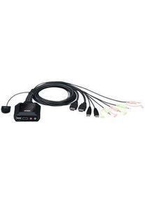 Aten Kabel KVM-switch, 4096 x 2160, HDMI-kontakt / 2 stk. USB-A-kontakt / 2x 3,5 mm stereokontakt - 2x HDMI-kontakt / 2x USB-A kontakt / 2x RJ45- 