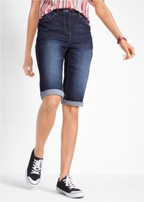 Stretch jeans bermuda met omslag - blauw - maat 48 - met katoen - bonprix