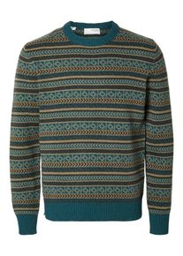 Selected Homme Sweter 'FADE' dla mężczyzn ciemny beż / niebieski cyjan / brązowy Rozmiar XS