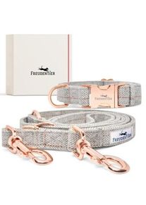 Freudentier Hundehalsband & Hundeleine im Set - 2m Führleine, 3-fach verstellbar - Classic Kollektion M-XL