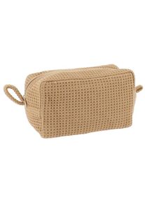 Tendance - trousse a maquillage coton nid d abeille - caramel