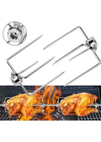 Lot de 2 pinces à viande pour brochette en acier inoxydable - Multifonctionnel - Pour rôtissoire - Uisebrt