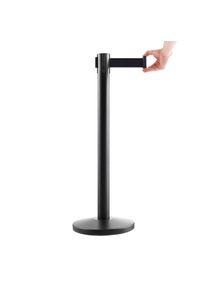 Poteau de balisage noir, sangle noire, acier|nylon|plastique