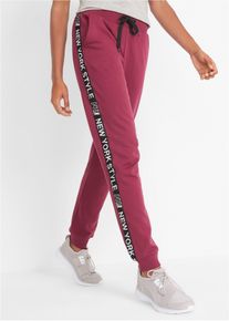 Sweatpants met tapes en statement print - rood - maat 56/58 (3XL) - met katoen - bonprix