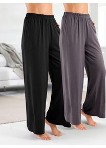 feel good Dames Broeken in zwart + antraciet ,maat 24/25, Witt, 50% Katoen, 50% Viscose