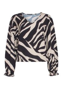 Smashed Lemon 23744-010-999 zebra print v-hals top in zwart en