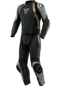 Dainese Avro 4, leren pak 2st. , kleur: Mat-Zwart/Grijs/Goud , maat: 48