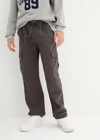 Pantaloni cargo in puro cotone loose fit straight, Grigio, Taglia 170, bonprix