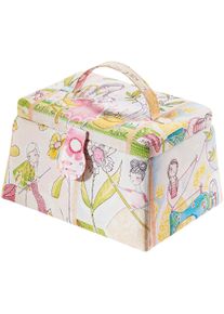 Locker Nähkästchen Trapezform, Textil bunt mit farblich passenden Stoffgriff in bunt