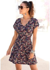 Vivance Sommerkleid, mit Blumendruck und V-Ausschnitt, leichtes Strandkleid