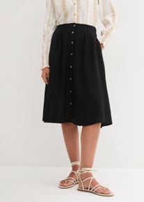 Midi rok met linnen - zwart - maat 44 - linnen,viscose - bonprix