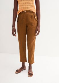 Broek van puur linnen - bruin - maat 52 - linnen - bonprix
