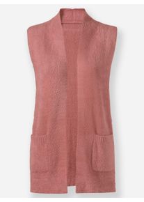 Dames Mouwloos vest met pluisgaren in rozenhout ,maat 36, WITT, 75% Polyamide, 15% Viscose, 10% Polyester