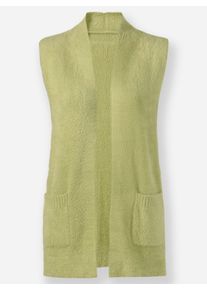 Dames Mouwloos vest met pluisgaren in lindegroen ,maat 36, WITT, 75% Polyamide, 15% Viscose, 10% Polyester