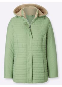 Dames Gewatteerde jas met afneembare capuchon in eucalyptus ,maat 36, WITT, 100% Polyester