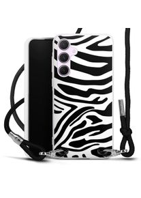 DeinDesign Galaxy A55 5G coque collier tissu noir/argent Zebra Animal Print Animal Look Coque collier