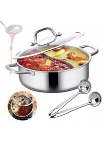 Senderpick - Marmite de 32 cm en acier inoxydable 304 avec couvercle en verre Hot Pot Shabu Shabu Cadeau idéal pour les anniversaires et les