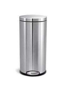 simplehuman 30L runder Tretmülleimer, gebürsteter Edelstahl