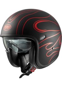 Premier Vintage FR Chromed, open face helmet , color: Matt-Black/Red , size: S