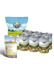 Giardia-taloussarja koirille - m&auml;rk&auml; ruoka + vermaali jauhe + kuivattu kananliha