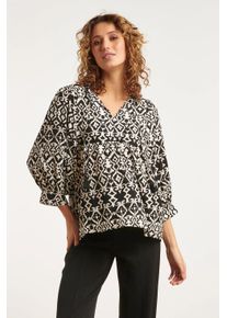 Smashed Lemon 23505 dames kort losvallend topje in tribal zwart-wit