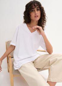 Wijd longshirt met V-hals (set van 5) korte mouw - zwart - maat 56/58 (3XL) - met katoen - bonprix