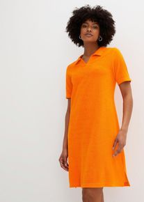 Frotté jurk met polokraag - oranje - maat 56/58 (3XL) - met katoen - bonprix