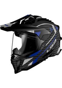 LS2 MX701 Explorer Carbon Adventure, casco enduro , colore: Nero/Blu/Grigio , dimensione: XXL