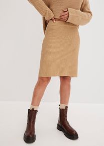 Strickrock aus reiner Baumwolle, beige, Größe 48/50 (XL), 100% Baumwolle, bonprix