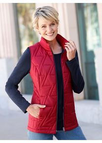 Dames Bodywarmer met contrastkleurige voering in aardbei ,maat 38, WITT, 100% Polyester. Wattering: 100% Polyester