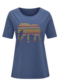 Dames T-shirt met print in jeansblauw ,maat 38, WITT, 100% Katoen