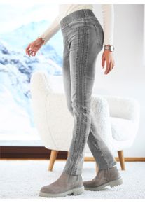 Heine Dames Jeans met sierstrepen, opzij in grey denim ,maat 34, Witt, 81% Katoen, 17% Polyester, 2% Elastan