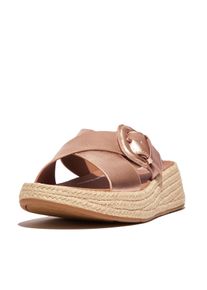 fitflop F-mode espadrille buckle m/leather flatform slides