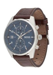 BOSS Heren Analoog horloge 'SKYTRAVELLER' saffier / bruin / zilver One Size