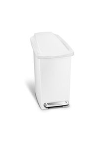 simplehuman 10L schlanker Treteimer, weißer Kunststoff