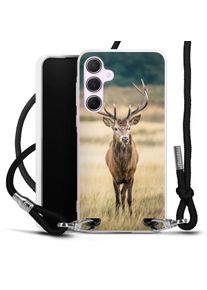DeinDesign Galaxy A55 5G coque collier tissu noir/argent Deer Meadow Forrest Coque collier