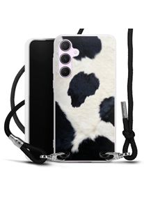 DeinDesign Galaxy A55 5G coque collier tissu noir/argent Cow Skin Animal Print Animal Look Coque collier
