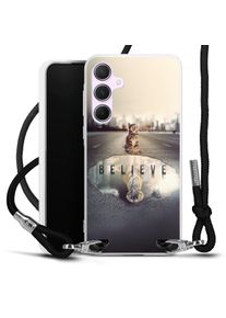 DeinDesign Galaxy A55 5G coque collier tissu noir/argent Tiger Animals Motivation Coque collier
