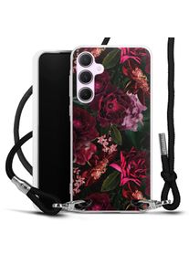 DeinDesign Galaxy A55 5G coque collier tissu noir/argent Rose Flowers Blossom Coque collier